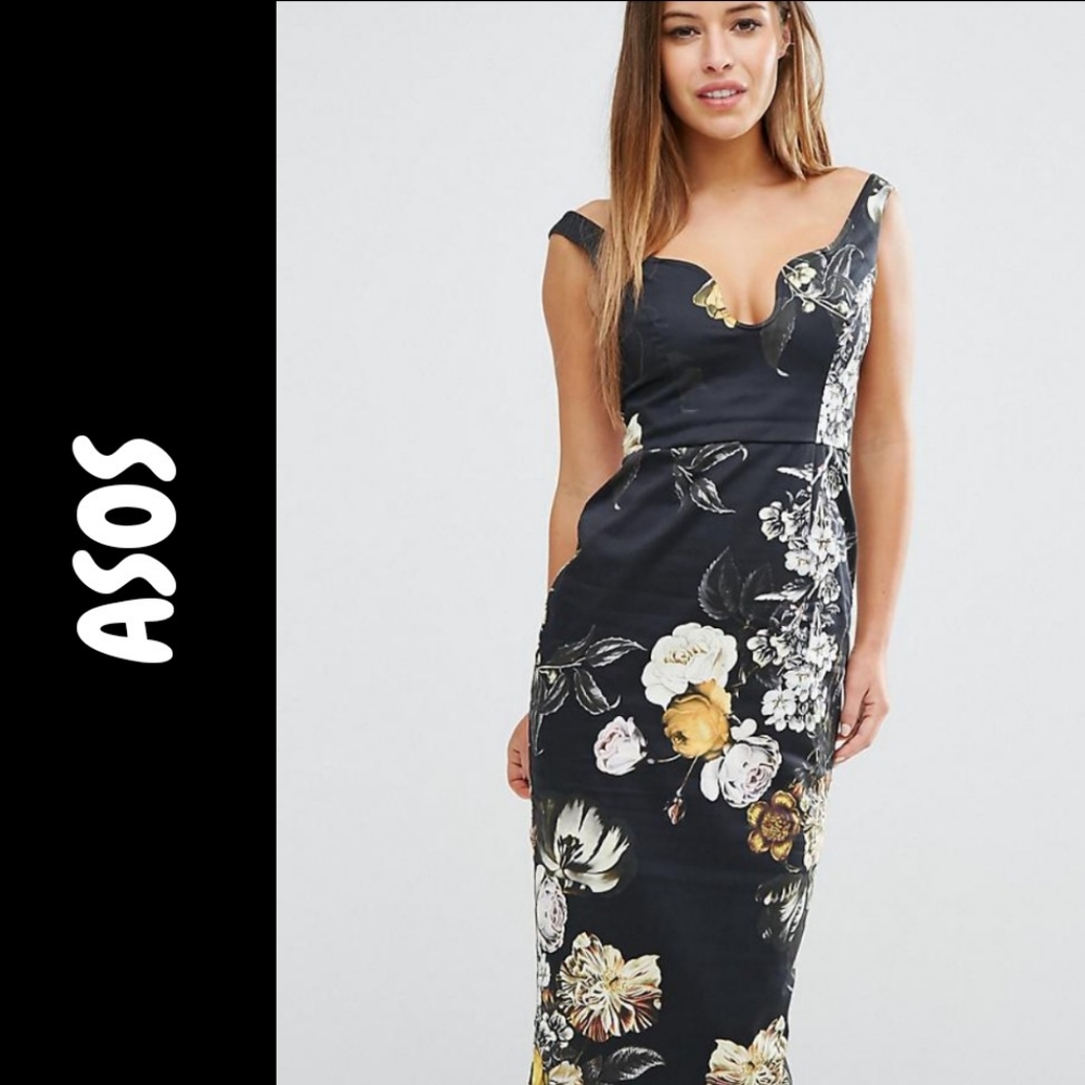 ASOS Hitchcock pencil floral dress